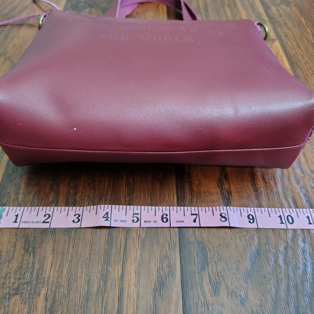 FEED Burgundy Leather Handbag Tote Bag - Picture 4 of 8